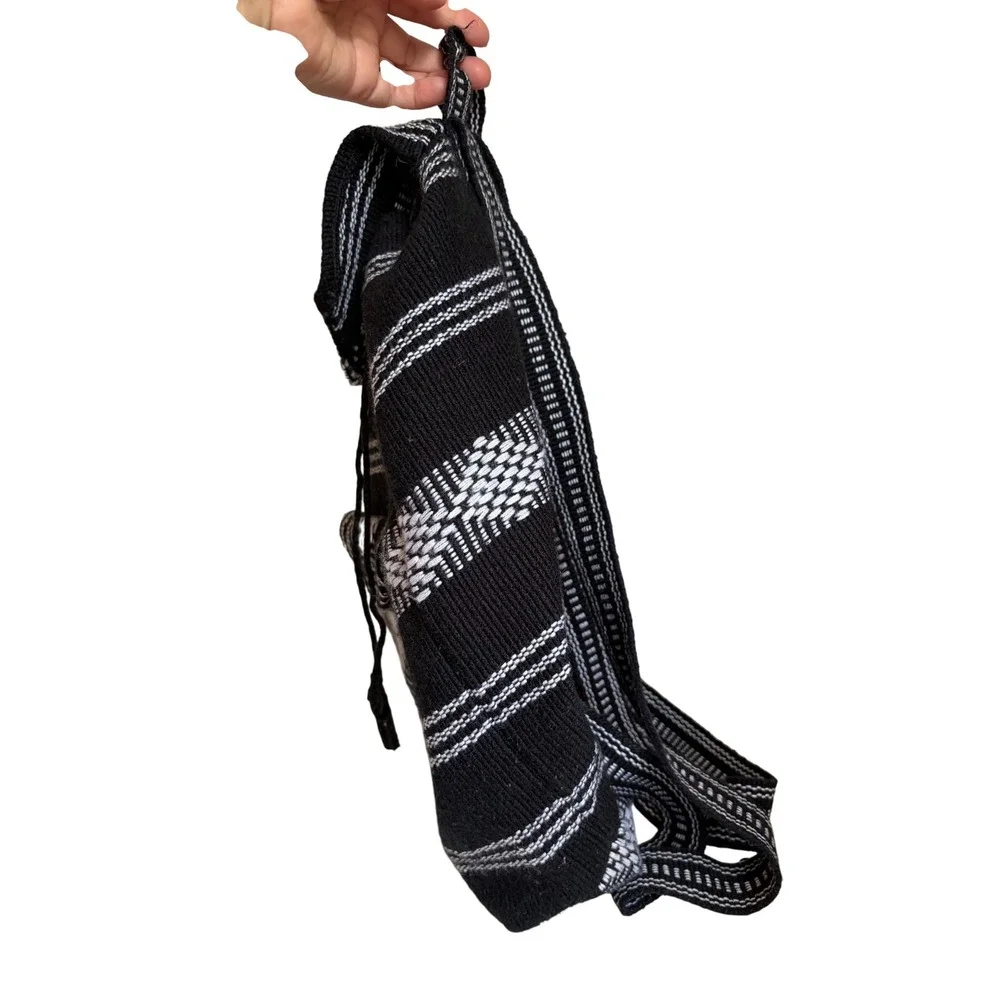 Pinzon Black White Woven Baja Stripe Backpack‎ Bohemian DO NOT Buy